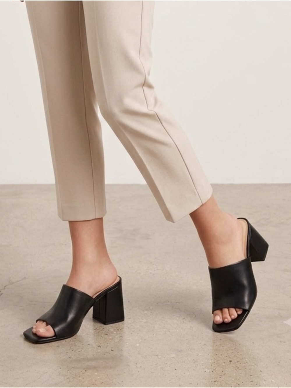 Nine West Black Open-Toe Block Heel Mules